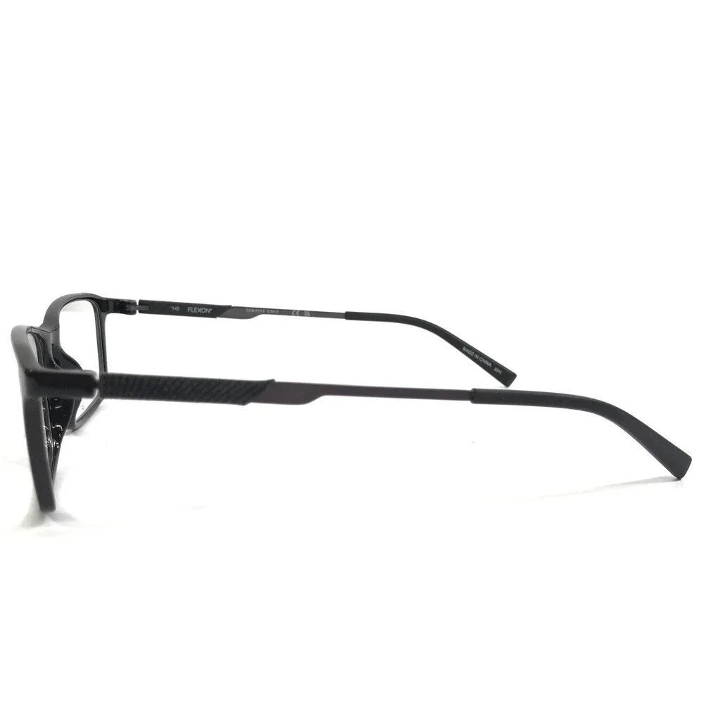 Flexon Eyeglasses Frames EP8021 001 Shiny Black Gray Rectangle 54-18-145